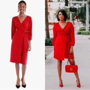 Jcrew Red Wrap Dress. 00. Great condition!